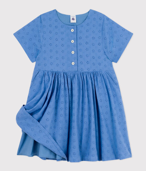 Robe manches courtes en broderie anglaise enfant fille bleu GAULOISE