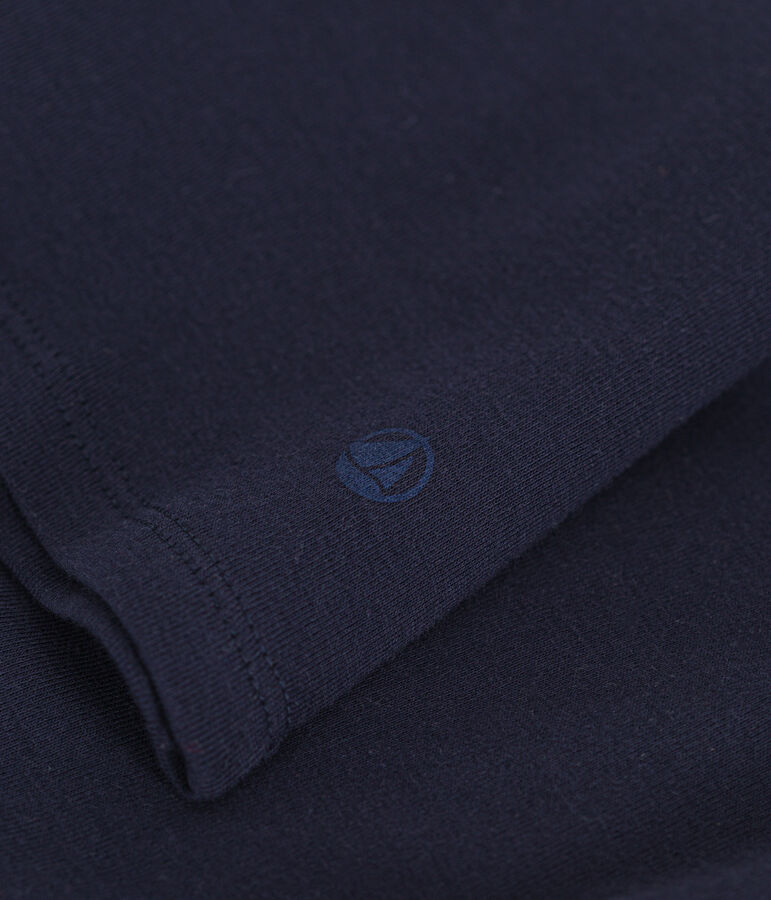 Tee-shirt l'Iconique manches longues col V en c&ocirc;te unie femme bleu SMOKING