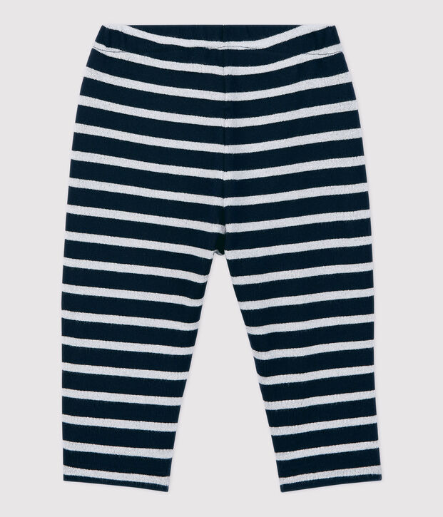 Pantalon en coton b&eacute;b&eacute;. bleu/MARSHMALLOW ARGENT BRILLANT
