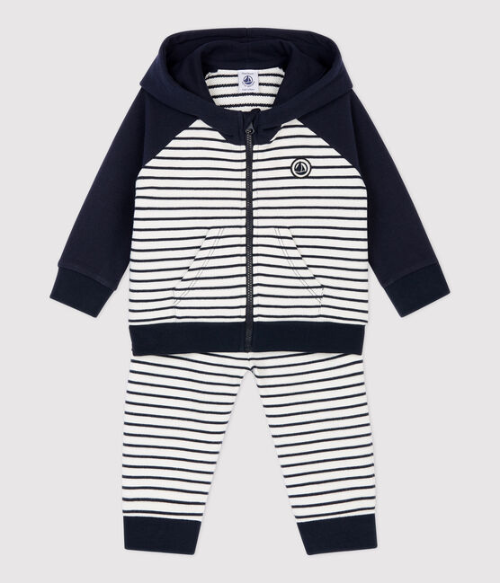 Ensemble jogging molleton bébé. bleu SMOKING/blanc MARSHMALLOW