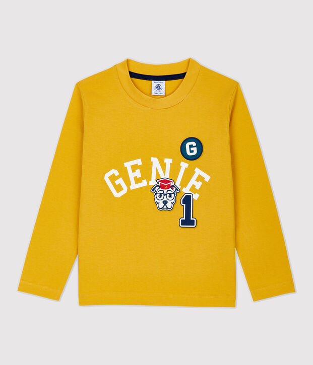 Tee-shirt manches longues en coton enfant gar&ccedil;on jaune