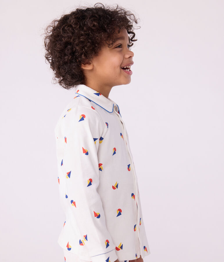 Pyjama boutonn&eacute; enfant en coton imprim&eacute; MARSHMALLOW/ OLYMPIC/ MULTICO