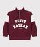 Sweatshirt col camionneur enfant en coton uni colorblock rouge/&eacute;cru