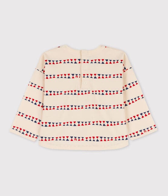 Tee-shirt manches longues bébé imprimé en coton blanc AVALANCHE/ MULTICO