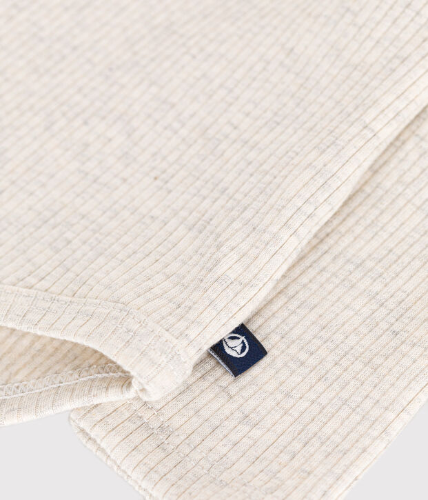 Body manches longues col roul&eacute; en coton b&eacute;b&eacute; beige