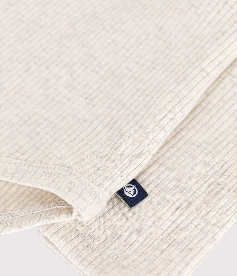 Body manches longues col roul&eacute; en coton b&eacute;b&eacute; beige MONTELIMAR CHINE