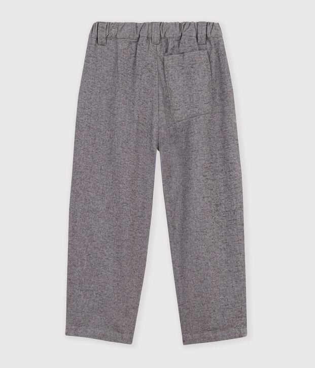 Pantalon &agrave; pinces enfant en flanelle de coton gris
