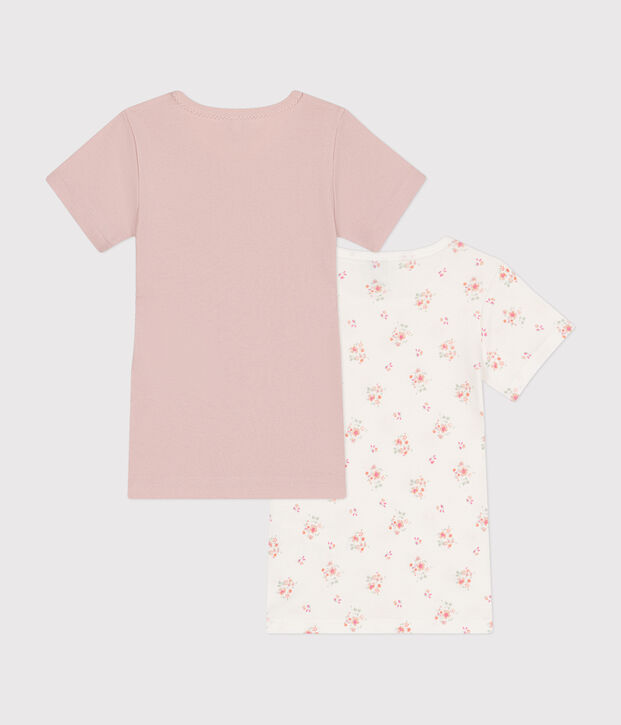 Lot de 2 tee-shirts &agrave; manches courtes fleur en coton enfant multicouleur