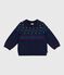 Pull bébé en laine et coton à motifs bleu SOIR/ MULTICO