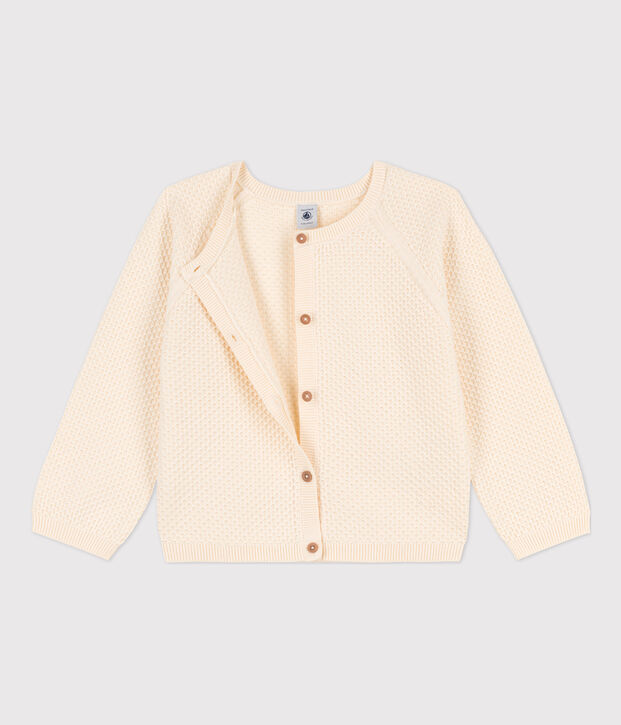 Cardigan en coton enfant fille &eacute;cru
