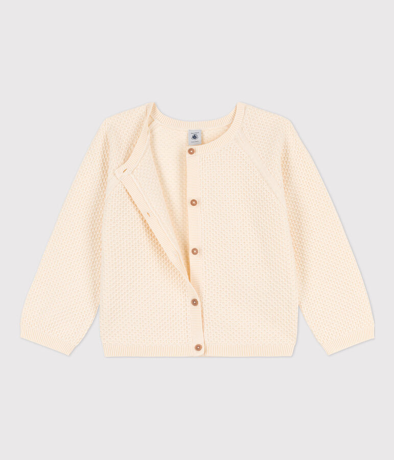 Cardigan en coton enfant fille &eacute;cru