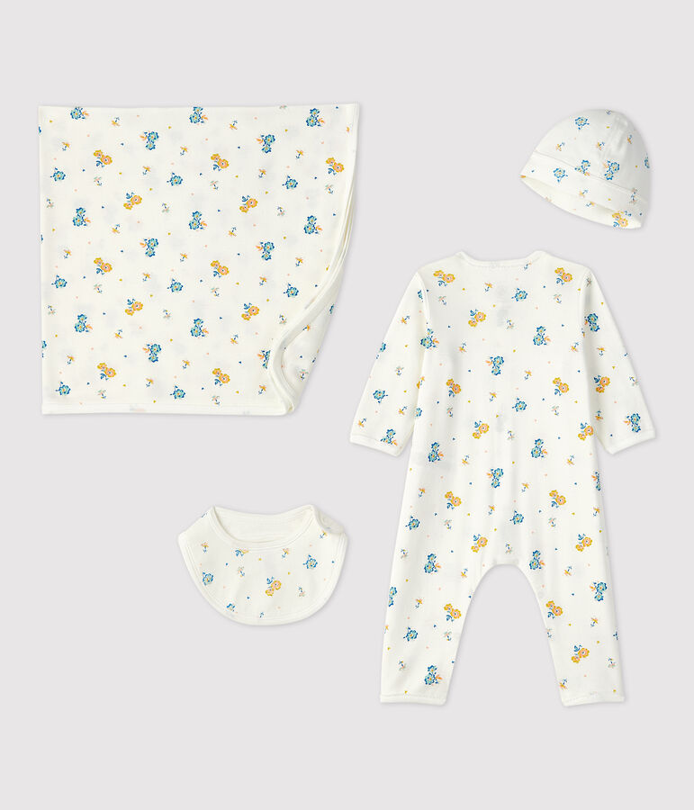 Coffret cadeau naissance fleurs b&eacute;b&eacute; en coton biologique variante 1