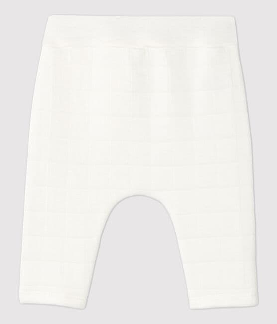Pantalon blanc matelassé bébé en coton biologique blanc MARSHMALLOW