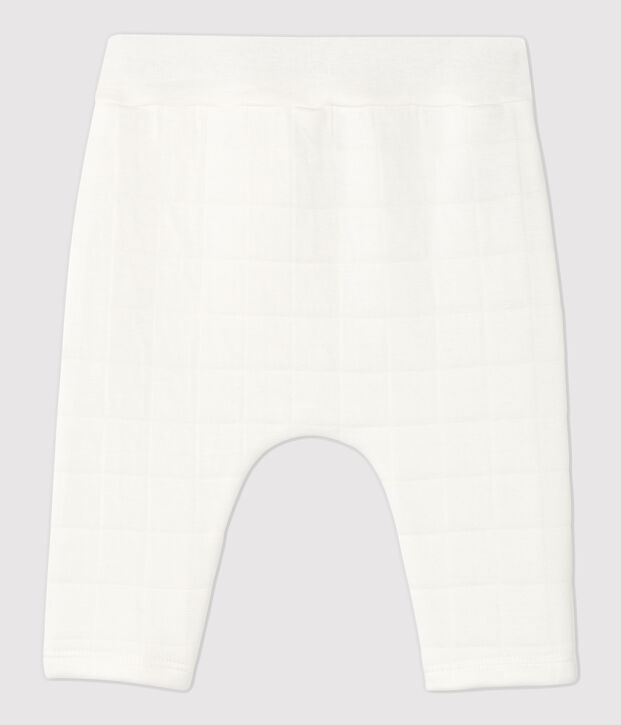 Pantalon blanc matelass&eacute; b&eacute;b&eacute; en coton biologique blanc