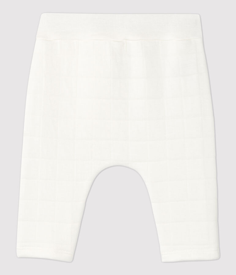 Pantalon blanc matelass&eacute; b&eacute;b&eacute; en coton biologique blanc MARSHMALLOW
