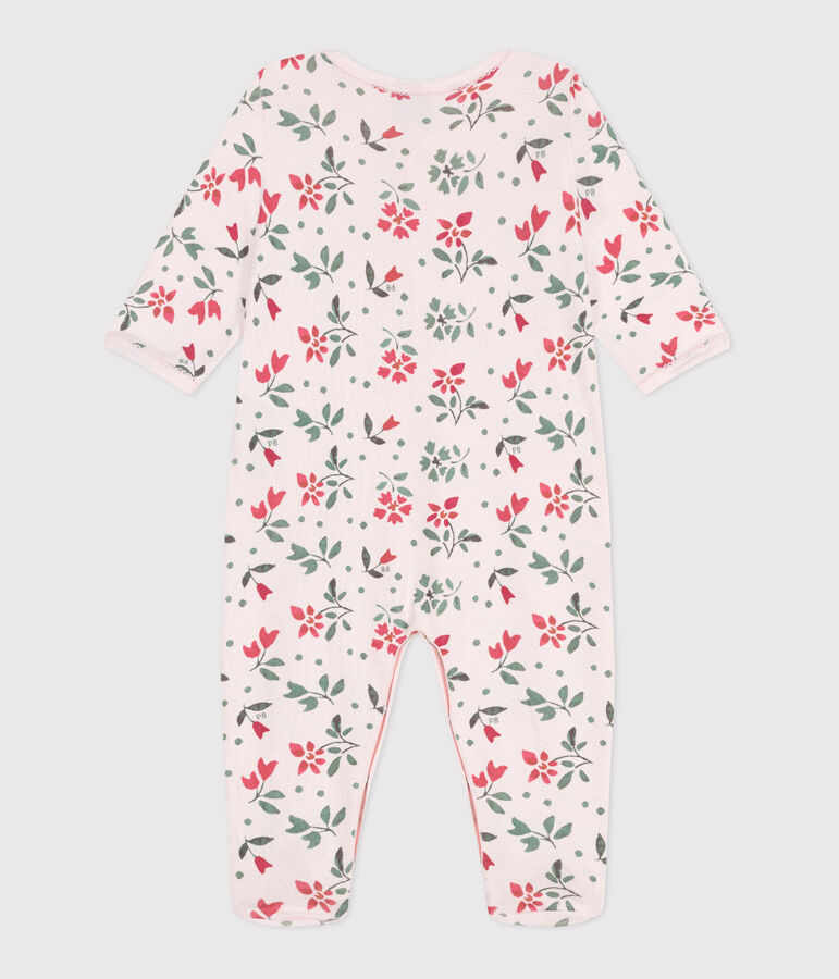 Pyjama b&eacute;b&eacute; en coton fleuri rose FLEUR/blanc MULTICO