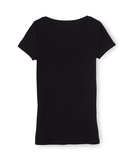 Tee-shirt manches courtes col V femme bleu SMOKING
