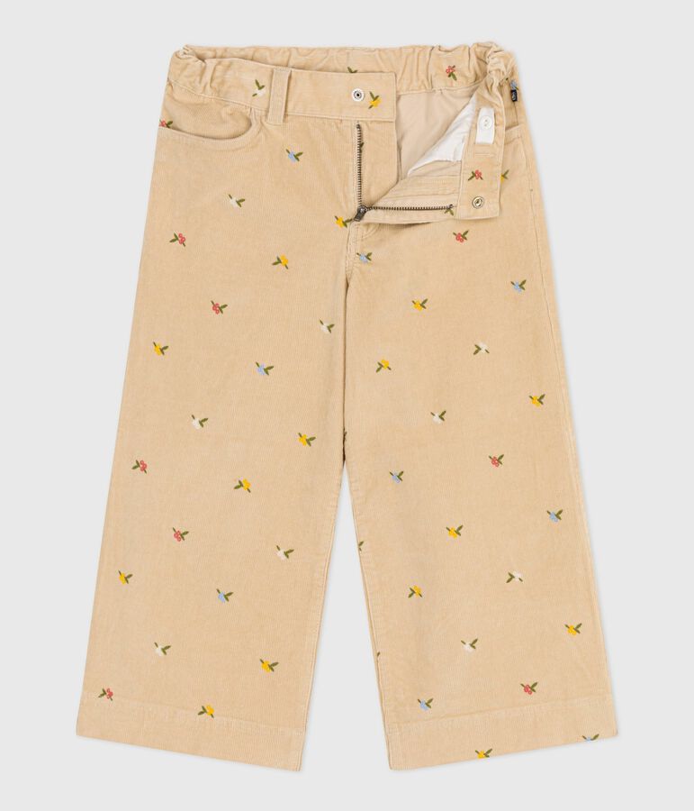 Pantalon enfant en velours &agrave; motifs beige CAJOU/ MULTICO