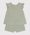 Ensemble blouse et short en gaze de coton bébé vert HERBIER