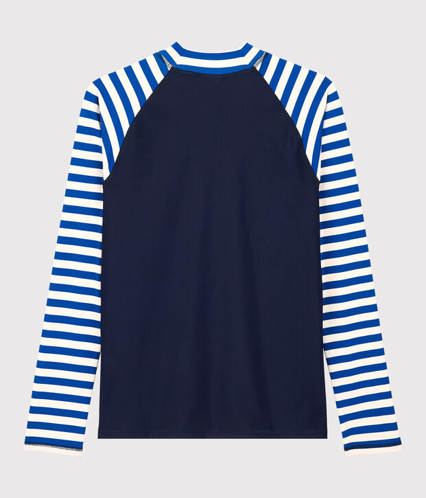 T-shirt de bain anti-UV recycl&eacute; Femme bleu/blanc