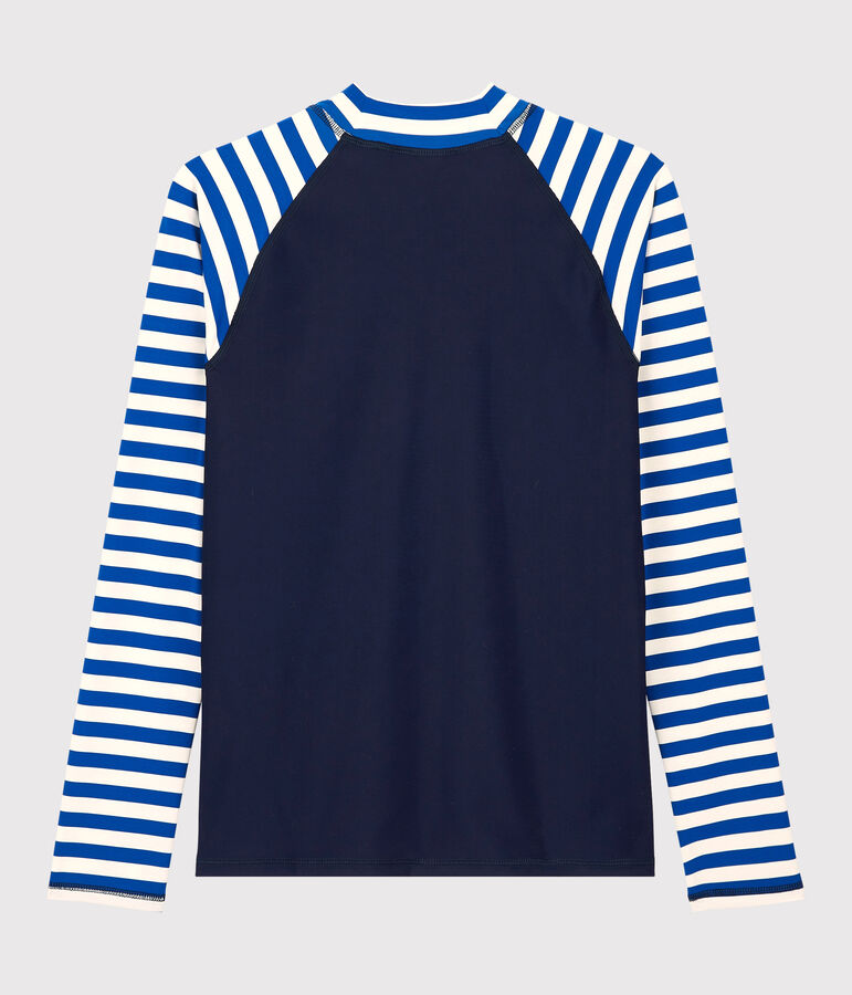 T-shirt de bain anti-UV recycl&eacute; Femme bleu/blanc