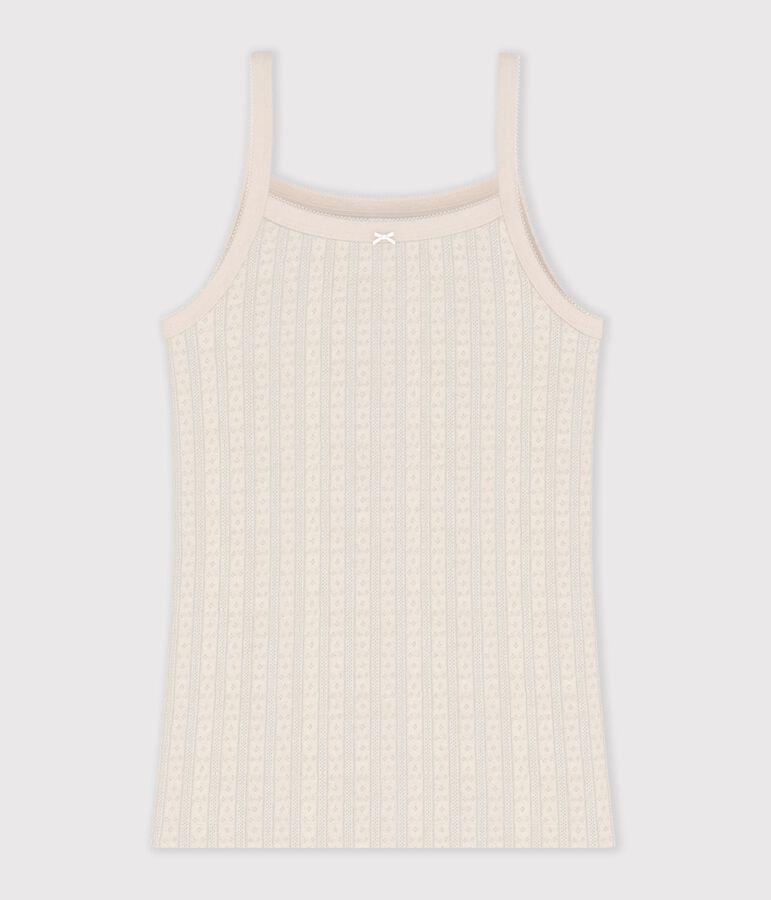 Chemise &agrave; bretelles femme en coton ajour&eacute; &eacute;cru