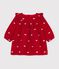 Robe b&eacute;b&eacute; en velours manches longues et broderies motif n&oelig;uds rouge/&eacute;cru