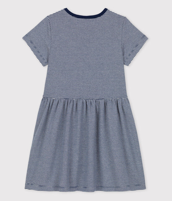Robe enfant fille Petit Bateau x Water Family bleu MEDIEVAL/blanc MARSHMALLOW