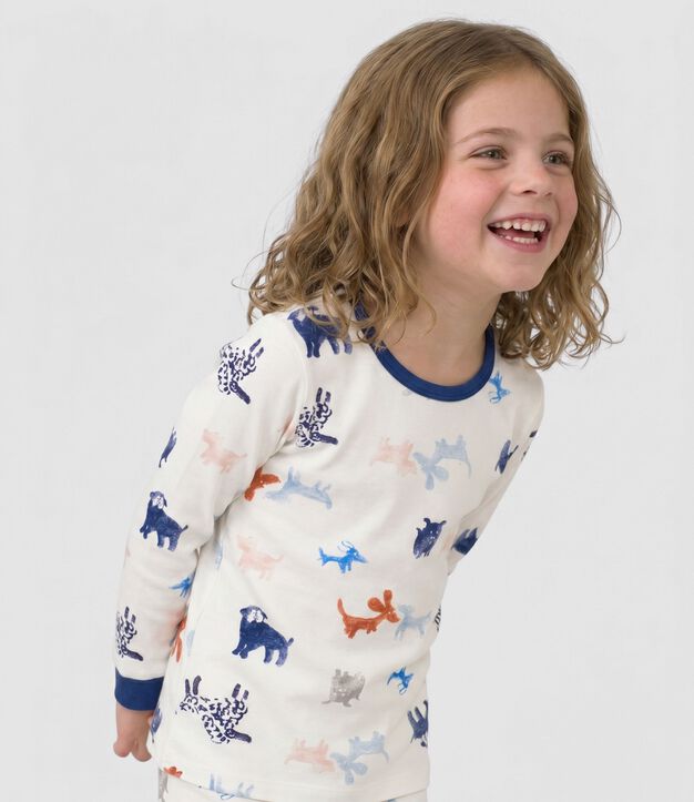 Pyjama d&eacute;guisement enfant en coton imprim&eacute; chiens blanc/multicouleur
