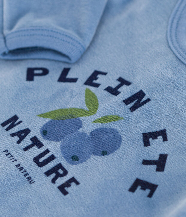 Pyjama b&eacute;b&eacute; en velours ouverture au dos bleu