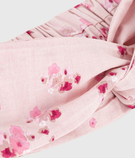 Bandeau bébé en popeline imprimé fleurs rose JOLI/blanc MULTICO