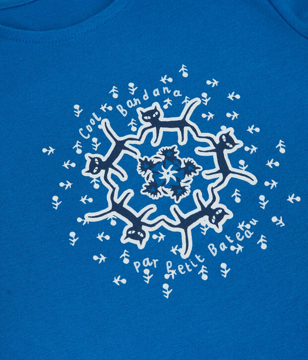 T-shirt manches courtes en coton bio enfant fille bleu