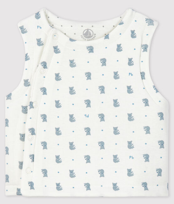Gilet sans manches bébé en coton biologique ouatinée blanc MARSHMALLOW+GRIS/ MULTICO