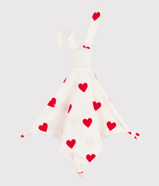 Doudou coeur en coton blanc MARSHMALLOW/rouge TERKUIT