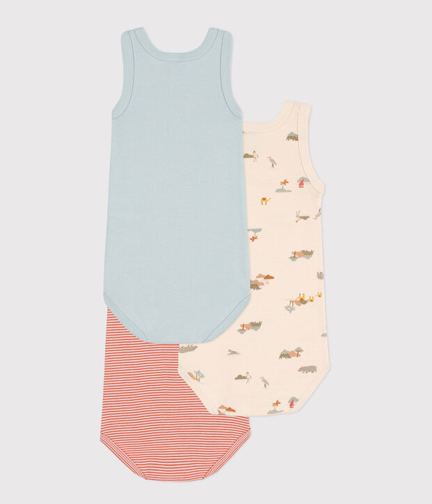 Lot de 3 bodies debardeurs animaux en coton multicouleur