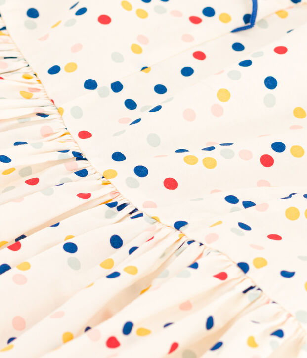 Robe imprim&eacute;e sans manche en popeline enfant fille blanc/multicouleur