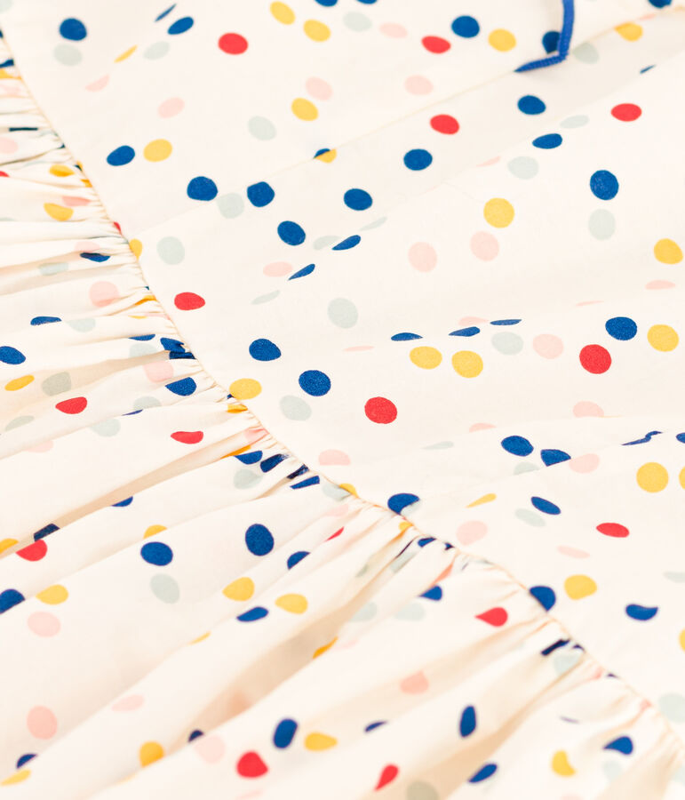 Robe imprim&eacute;e sans manche en popeline enfant fille blanc MARSHMALLOW/blanc MULTICO