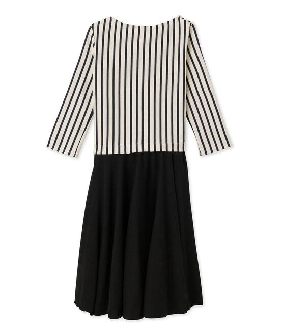 Robe femme trompe l'œil beige COQUILLE/bleu SMOKING