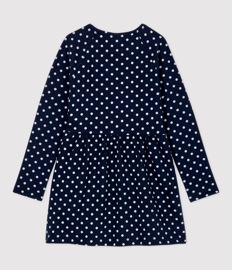 Robe manches longues en molleton enfant fille bleu SMOKING/blanc MARSHMALLOW