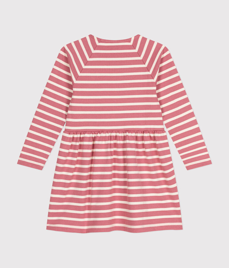 Robe manches longues en coton &eacute;pais enfant fille rose ROSEWOOD/ AVALANCHE