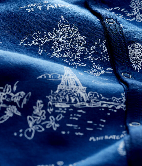 Dors-bien toile de Jouy Paris bébé en tubique bleu MEDIEVAL/blanc MARSHMALLOW