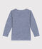 Tee shirt manches longues rayé en laine et coton enfant bleu MEDIEVAL/blanc MARSHMALLOW