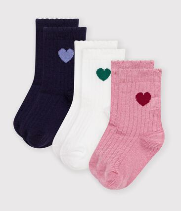 3 paires de chaussettes bébé en coton motif cœur