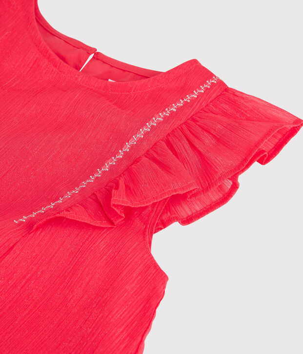 Robe c&eacute;r&eacute;monie en cr&ecirc;pe enfant fille rose