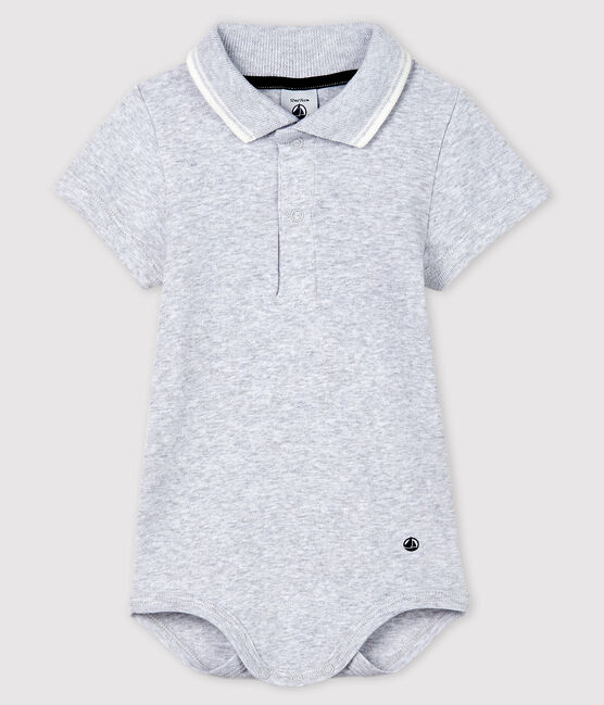 Body manches courtes colo polo en coton bébé gris POUSSIERE CHINE