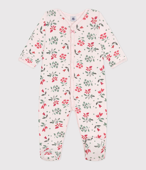 Pyjama bébé en coton fleuri rose FLEUR/blanc MULTICO