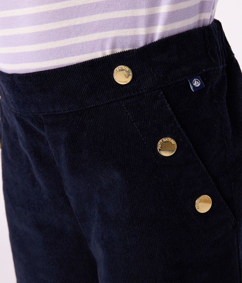 Pantalon enfant en velours uni bleu SMOKING