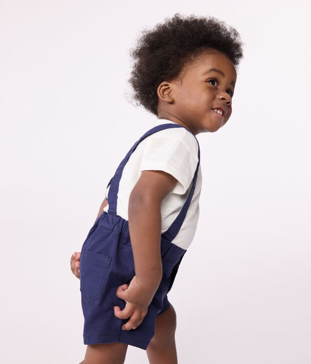 Salopette courte en serge b&eacute;b&eacute; bleu