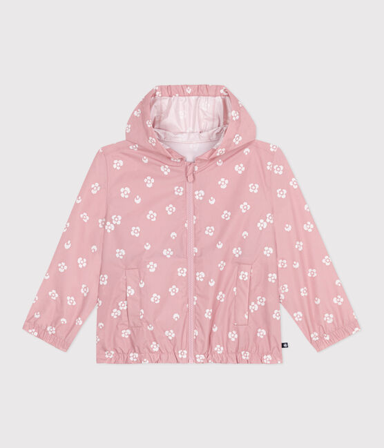 Coupe-vent enfant fleuri rose CHARME/blanc MARSHMALLOW