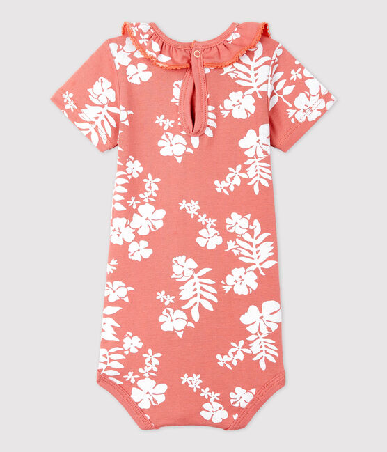 Body imprimé Hawai avec collerette en coton bébé rose PAPAYE/ MARSHMALLOW